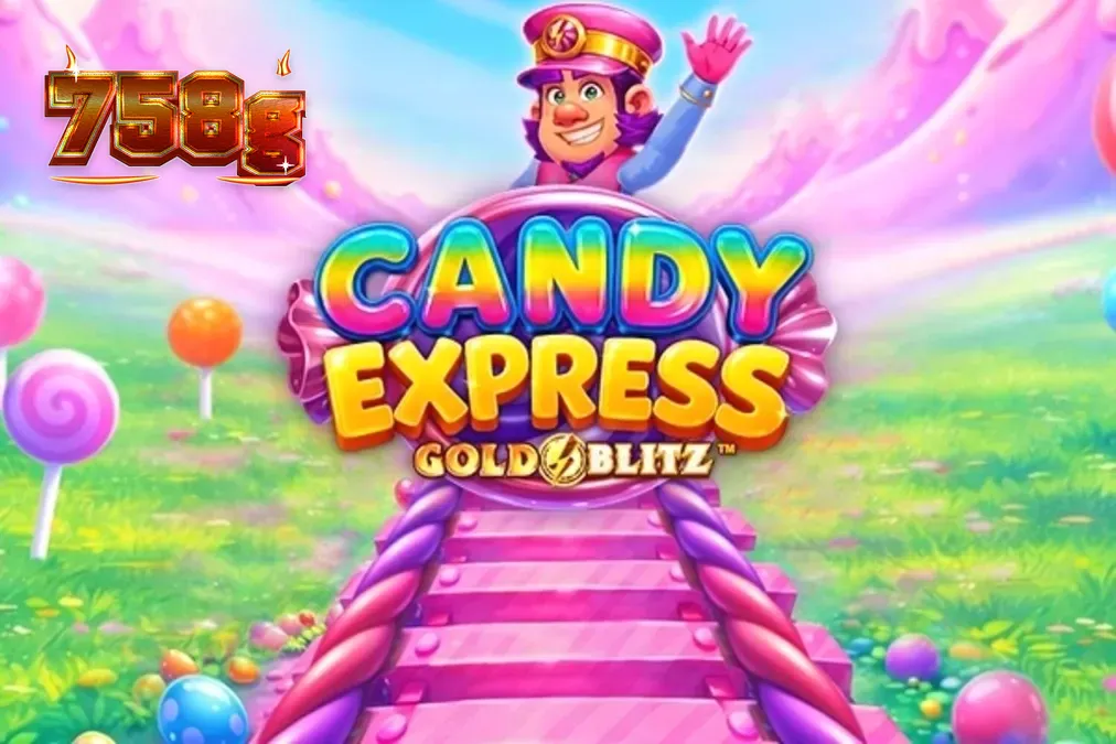 Interface colorida e temática do slot Candy Express Gold Blitz